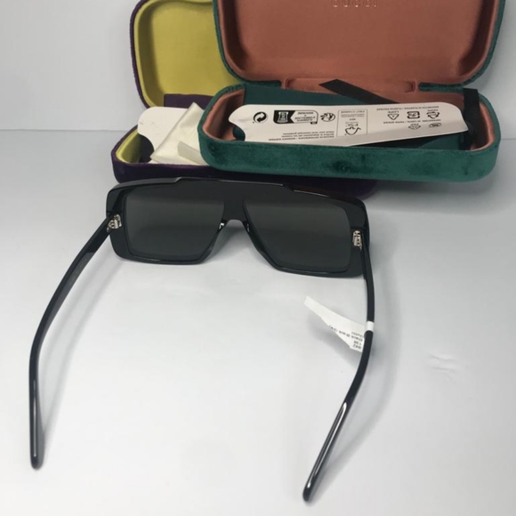 💯 Original Gucci Grey Shield Unisex Sunglasses GG1369S 001 62 . - Picture 7 of 13
